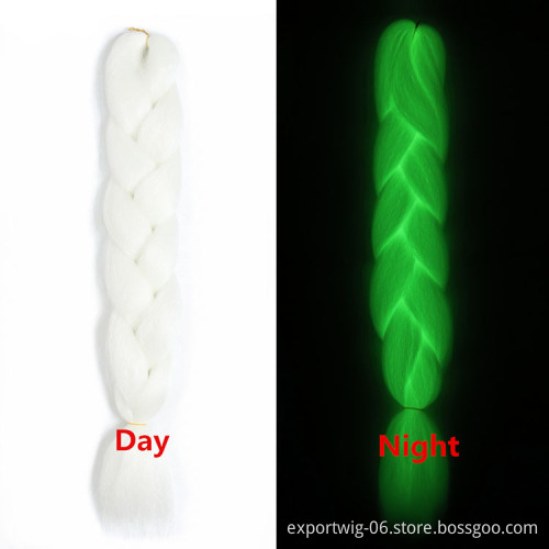 Glowing Jumbo Braiding Hair Extensions Shinny In The Darkness For Halloween Festival Party Cosplay Kids Women Synthetic Braid